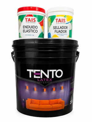 Látex Interior TENTO (Duracril) Blanco 20L + Enduido Interior 1kg + Fijador Concentrado 1L